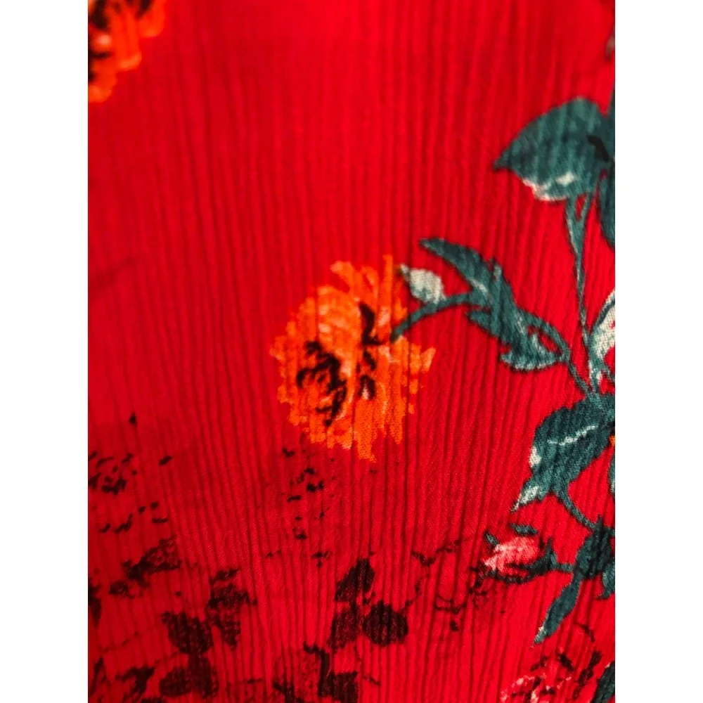 Torrid Red Floral Crochet Trim Fit & Flare Dress Size 0 (14/16) - Picture 7 of 7